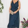 YOURS LONDON Curve Navy Blue Ruffle Wrap Dress