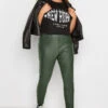 YOURS Curve Green Coated Skinny Stretch AVA Jeans