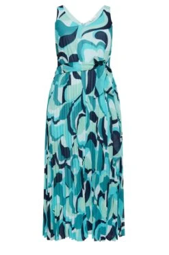 YOURS LONDON Curve Blue Abstract Print Pleated Maxi Dress -Saga Dresses Shop 4fb73a76 da43 4f 162057 X