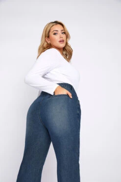 YOURS Curve Blue Wide Leg Jeans 11 YOURS Curve Blue Wide Leg Jeans -Saga Dresses Shop 506903bf 54ff 4e 142851 G