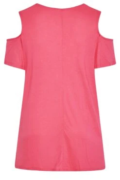 YOURS Curve Pink Crochet Neckline Cold Shoulder Tunic Top -Saga Dresses Shop 506abd26 fc0d 40 300932 Y