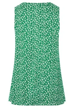 YOURS Curve Green Floral Print Pleat Front Vest Top -Saga Dresses Shop 5092c0b7 e47e 42 302068 Y