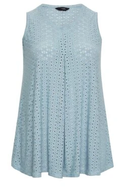 YOURS Curve Blue Pointelle Vest Top -Saga Dresses Shop 52840e35 2767 4d 301838 X