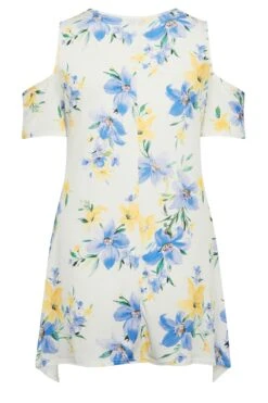 YOURS LONDON Curve White Floral Print Cold Shoulder Top -Saga Dresses Shop 533a2eda 8c9e 46 162115 Y