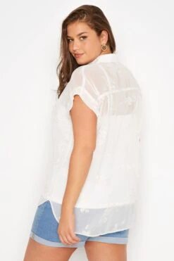 YOURS Curve White Floral Print Embroidered Shirt 9 YOURS Curve White Floral Print Embroidered Shirt -Saga Dresses Shop 53894d96 63d3 44 173862 D