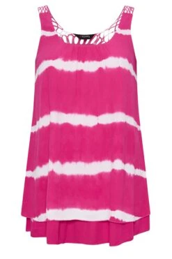YOURS Curve Pink Tie Dye Crinkle Crochet Back Vest Top 8 YOURS Curve Pink Tie Dye Crinkle Crochet Back Vest Top -Saga Dresses Shop 53ea37ef 0de7 44 131844 X