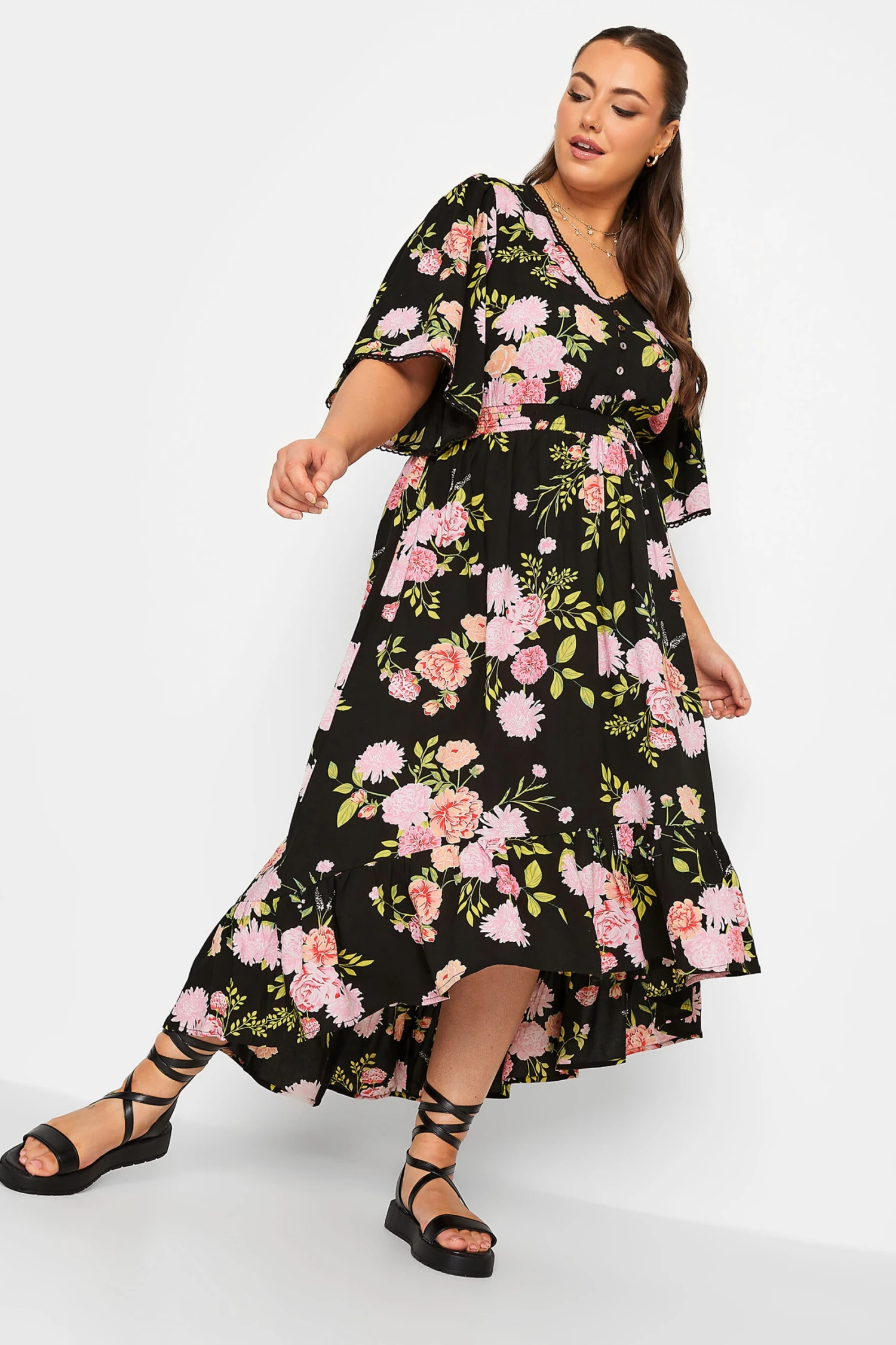 YOURS Curve Black Floral Maxi Dress 1 YOURS Curve Black Floral Maxi Dress