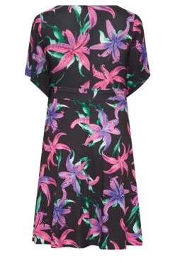 YOURS LONDON Curve Black Floral Print Wrap Dress -Saga Dresses Shop 5455cc56 5a60 4c 162201 Y