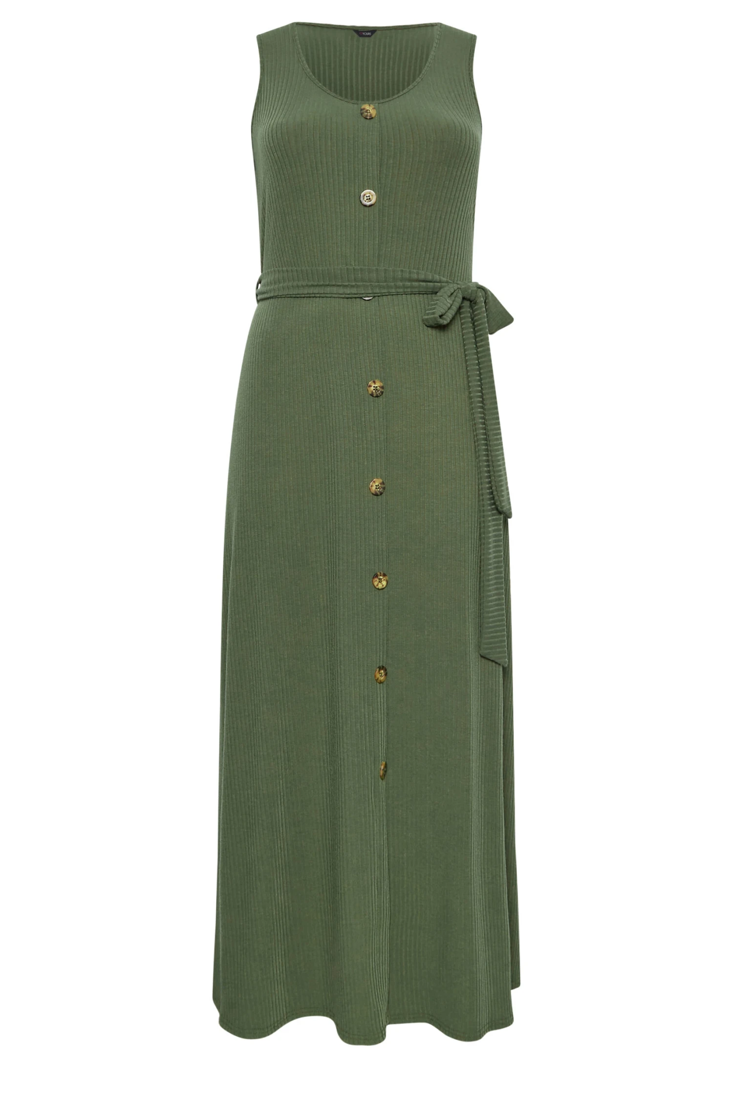 YOURS Curve Green Button Through Sleeveless Maxi Dress 5 YOURS Curve Green Button Through Sleeveless Maxi Dress - Image 5