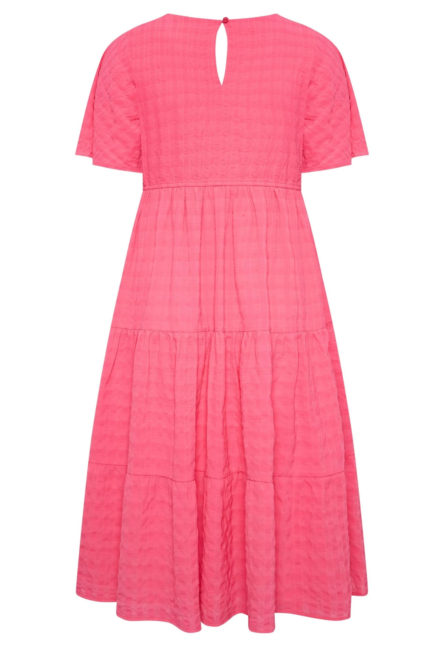 LIMITED COLLECTION Curve Hot Pink Textured Tiered Smock Dress 7 LIMITED COLLECTION Curve Hot Pink Textured Tiered Smock Dress - Image 7