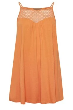 YOURS Curve Orange Crochet Vest Top -Saga Dresses Shop 5504a73a deb1 4e 320825 X