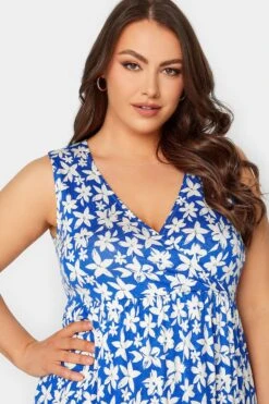 YOURS Curve Blue Floral Print Wrap Midi Dress 8 YOURS Curve Blue Floral Print Wrap Midi Dress -Saga Dresses Shop 55111b5d c871 4b 301899 D