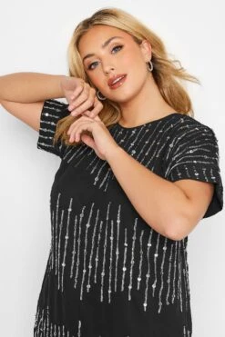 LUXE Curve Black Sequin Hand Embellished Top -Saga Dresses Shop 5513353a 0839 43 157939 D
