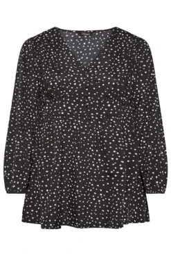 LIMITED COLLECTION Curve Black Spot Print Peplum Blouse 10 LIMITED COLLECTION Curve Black Spot Print Peplum Blouse -Saga Dresses Shop 5520c153 08da 4c 215105 X