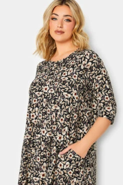 YOURS Curve Black Floral Print Drape Pocket Mini Dress 8 YOURS Curve Black Floral Print Drape Pocket Mini Dress -Saga Dresses Shop 553f7175 8d16 46 301907 D
