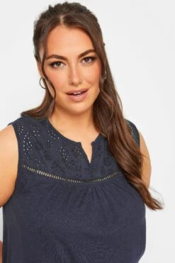 YOURS Curve Navy Crochet Vest -Saga Dresses Shop 556c2f52 7252 4a 320898 D