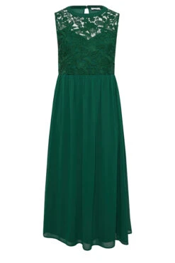 YOURS LONDON Curve Forest Green Lace Front Chiffon Maxi Dress -Saga Dresses Shop 55cf6bc7 46f6 47 161891 X