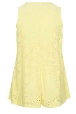 YOURS Curve Pastel Yellow Pointelle Vest Top -Saga Dresses Shop 55f414ae bc54 4d 301840 Y