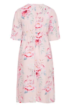YOURS LONDON Curve Pink Floral Wrap Dress -Saga Dresses Shop 5625c52f bb42 44 161279 BK