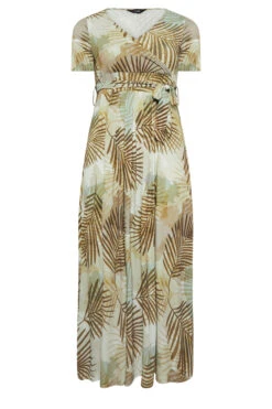 YOURS Curve Brown Tropical Leaf Print Wrap Dress -Saga Dresses Shop 56652887 58c8 4e 301987 X