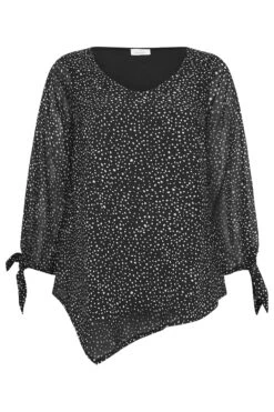 YOURS LONDON Curve Black Dalmatian Print Asymmetric Blouse -Saga Dresses Shop 568e2996 9595 4b 162173 X