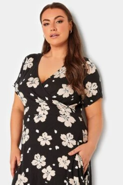 YOURS Curve Black Floral Print V-Neck Midaxi Dress 8 YOURS Curve Black Floral Print V-Neck Midaxi Dress -Saga Dresses Shop 569c4305 96f3 44 302228 D