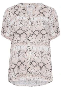 YOURS Curve Ivory White Snake Print Button Through Shirt -Saga Dresses Shop 56fa1fc8 6dab 4e 131950 X