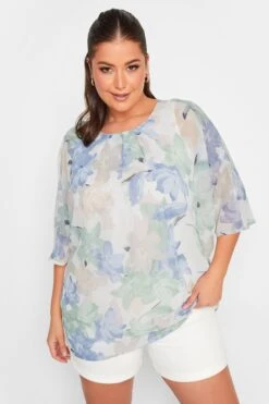YOURS Curve Blue Floral Blouse