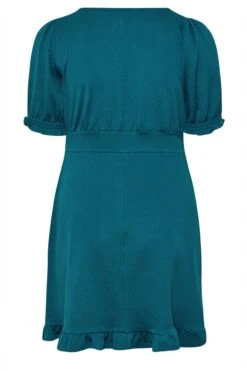 YOURS Curve Teal Blue Ruffle Hem Mini Dress -Saga Dresses Shop 5754cb5e 7d80 41 174145 Y