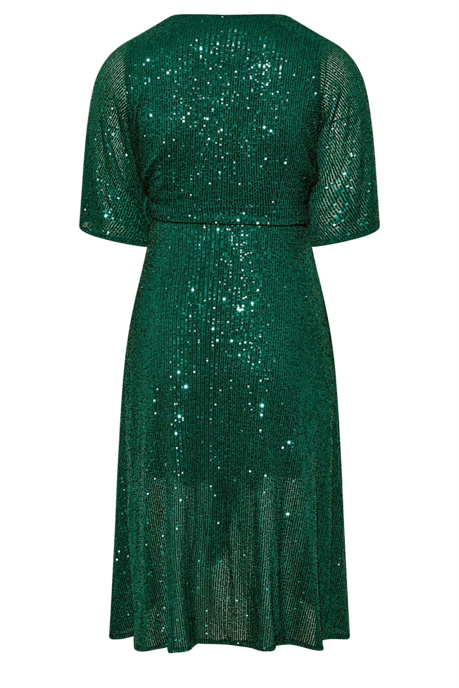 YOURS LONDON Curve Green Sequin Embellished Double Wrap Dress 6 YOURS LONDON Curve Green Sequin Embellished Double Wrap Dress - Image 6