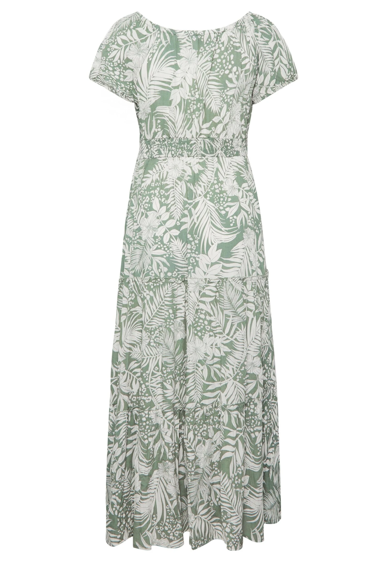 YOURS Curve Green Floral Print Bardot Maxi Dress 6 YOURS Curve Green Floral Print Bardot Maxi Dress - Image 6