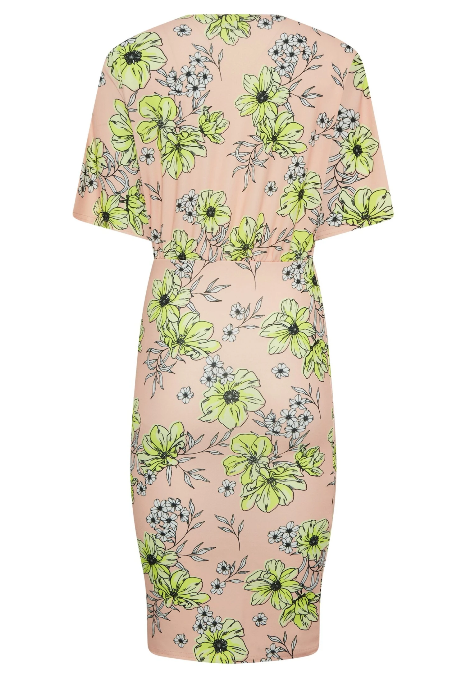 YOURS PETITE Curve Blush Pink Floral Print Wrap Dress 6 YOURS PETITE Curve Blush Pink Floral Print Wrap Dress - Image 6