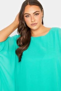 YOURS LONDON Curve Turquoise Green Cape Top -Saga Dresses Shop 59198d4f 98a9 46 162073 D