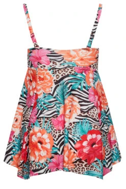 YOURS Curve Orange Mixed Tropical Print Hanky Hem Tankini Top -Saga Dresses Shop 59276635 ee59 4b 150311 Y