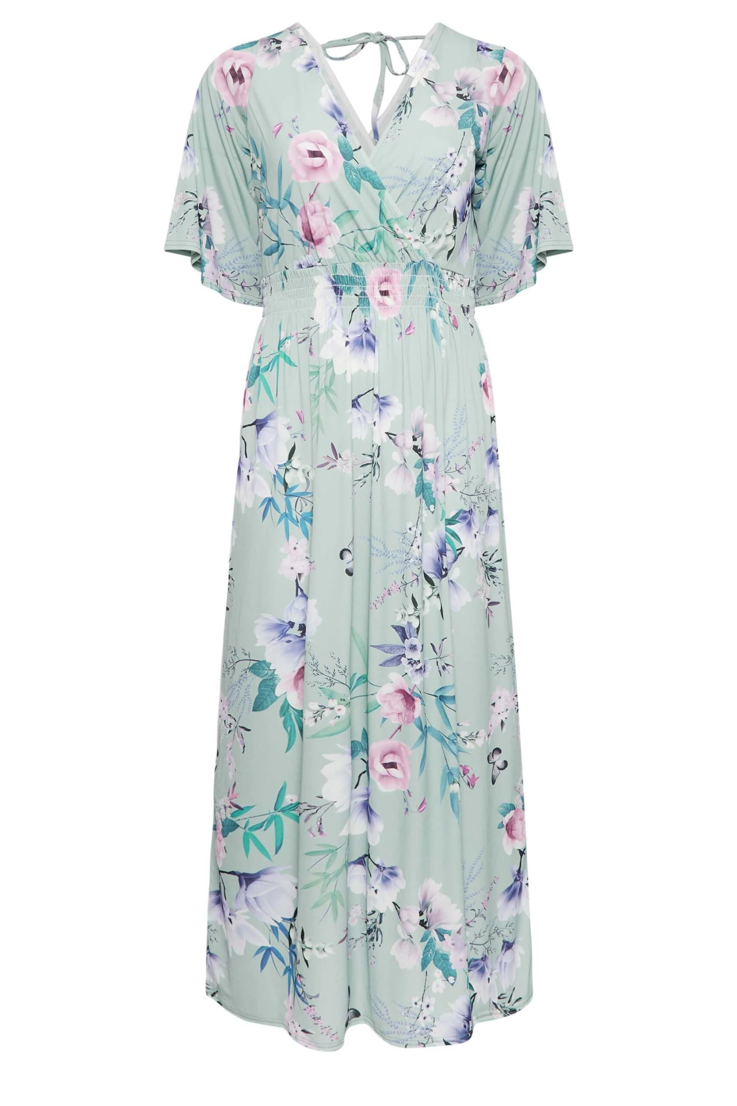 YOURS LONDON Light Blue Floral Shirred Maxi Dress 5 YOURS LONDON Light Blue Floral Shirred Maxi Dress - Image 5