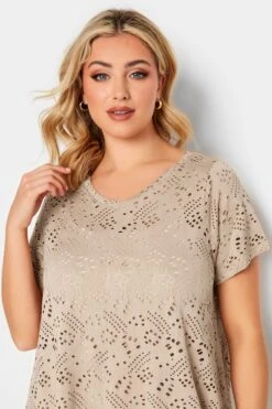 YOURS Curve 2 PACK Khaki Green Broderie Swing Tops -Saga Dresses Shop 59752329 cc02 43 320723 D