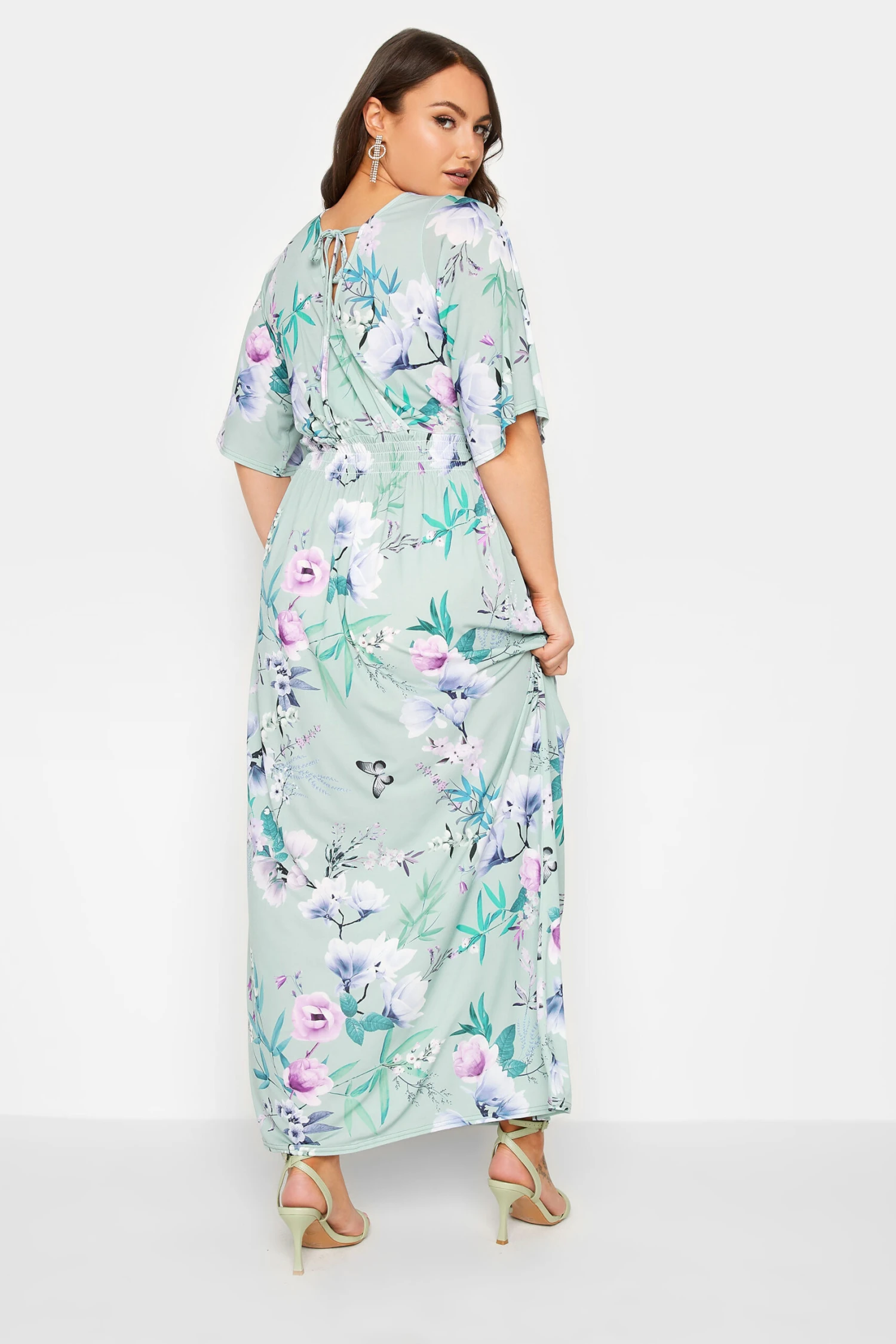 YOURS LONDON Light Blue Floral Shirred Maxi Dress 2 YOURS LONDON Light Blue Floral Shirred Maxi Dress - Image 2
