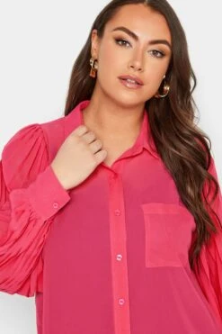 YOURS LONDON Curve Hot Pink Pleat Sleeve Shirt 8 YOURS LONDON Curve Hot Pink Pleat Sleeve Shirt -Saga Dresses Shop 5a20430a 59e4 4e 162006 D