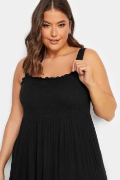 YOURS Curve Black Shirred Strappy Sundress 8 YOURS Curve Black Shirred Strappy Sundress -Saga Dresses Shop 5a6d9ae5 6114 4c 137351 D