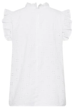 YOURS PETITE Curve White Broderie Frill Shoulder Top -Saga Dresses Shop 5af8adb6 2f4b 45 174617 Y