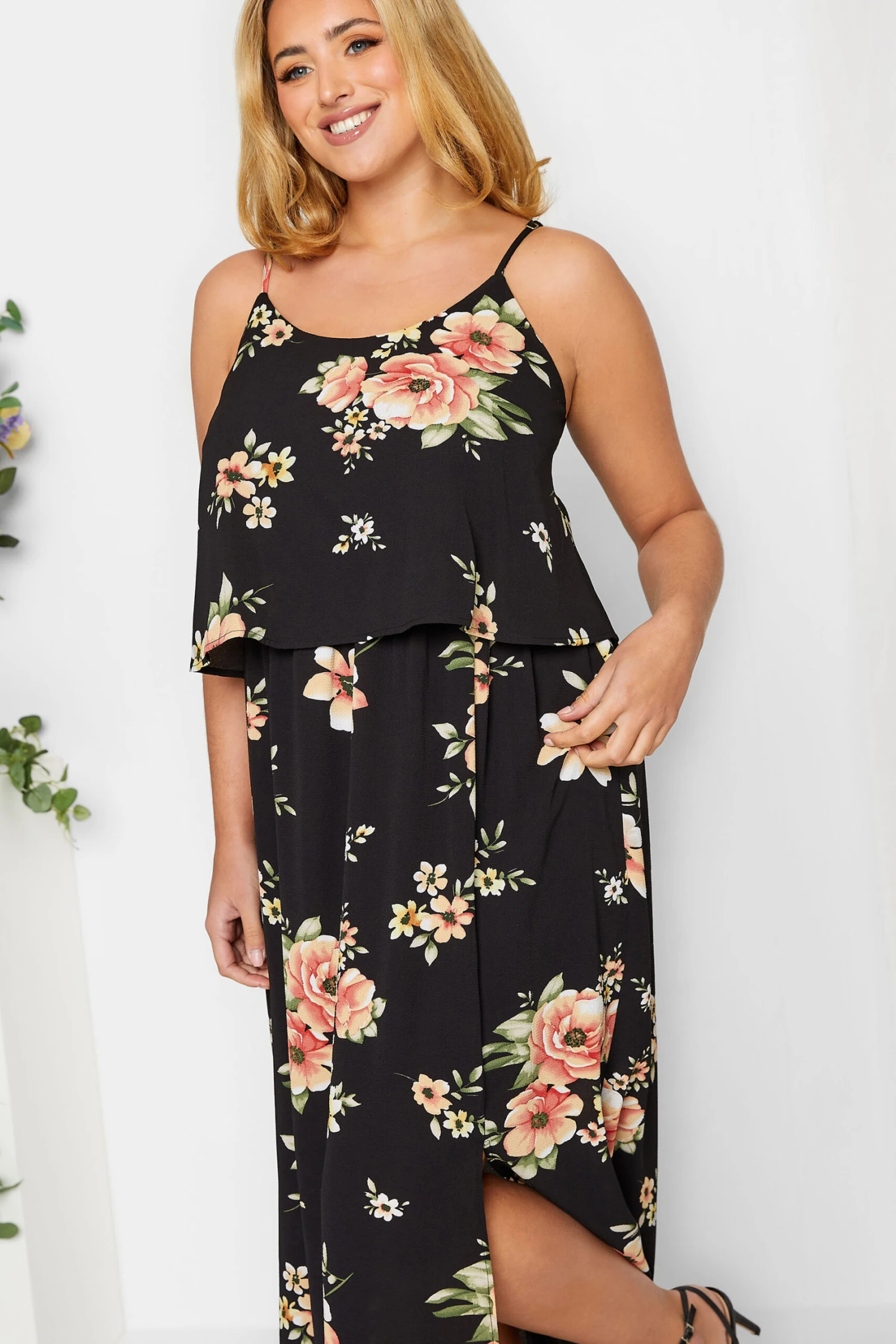 YOURS LONDON Curve Black Floral Overlay Maxi Dress 3 YOURS LONDON Curve Black Floral Overlay Maxi Dress - Image 3