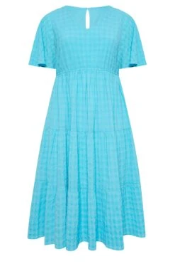 LIMITED COLLECTION Curve Aqua Blue Textured Tiered Smock Dress -Saga Dresses Shop 5cb0b165 e3de 47 215543 X