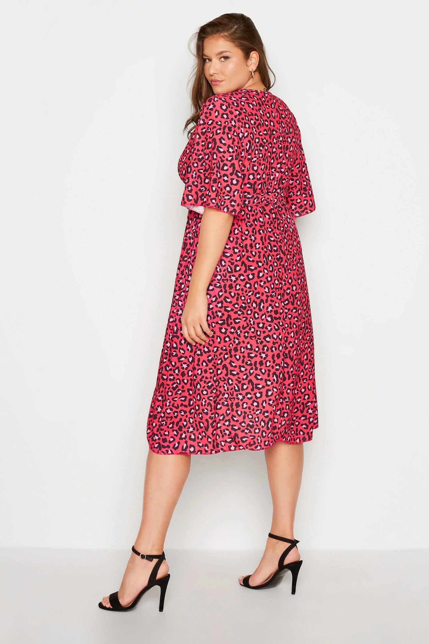 YOURS LONDON Curve Red Leopard Print Midi Wrap Dress 2 YOURS LONDON Curve Red Leopard Print Midi Wrap Dress - Image 2