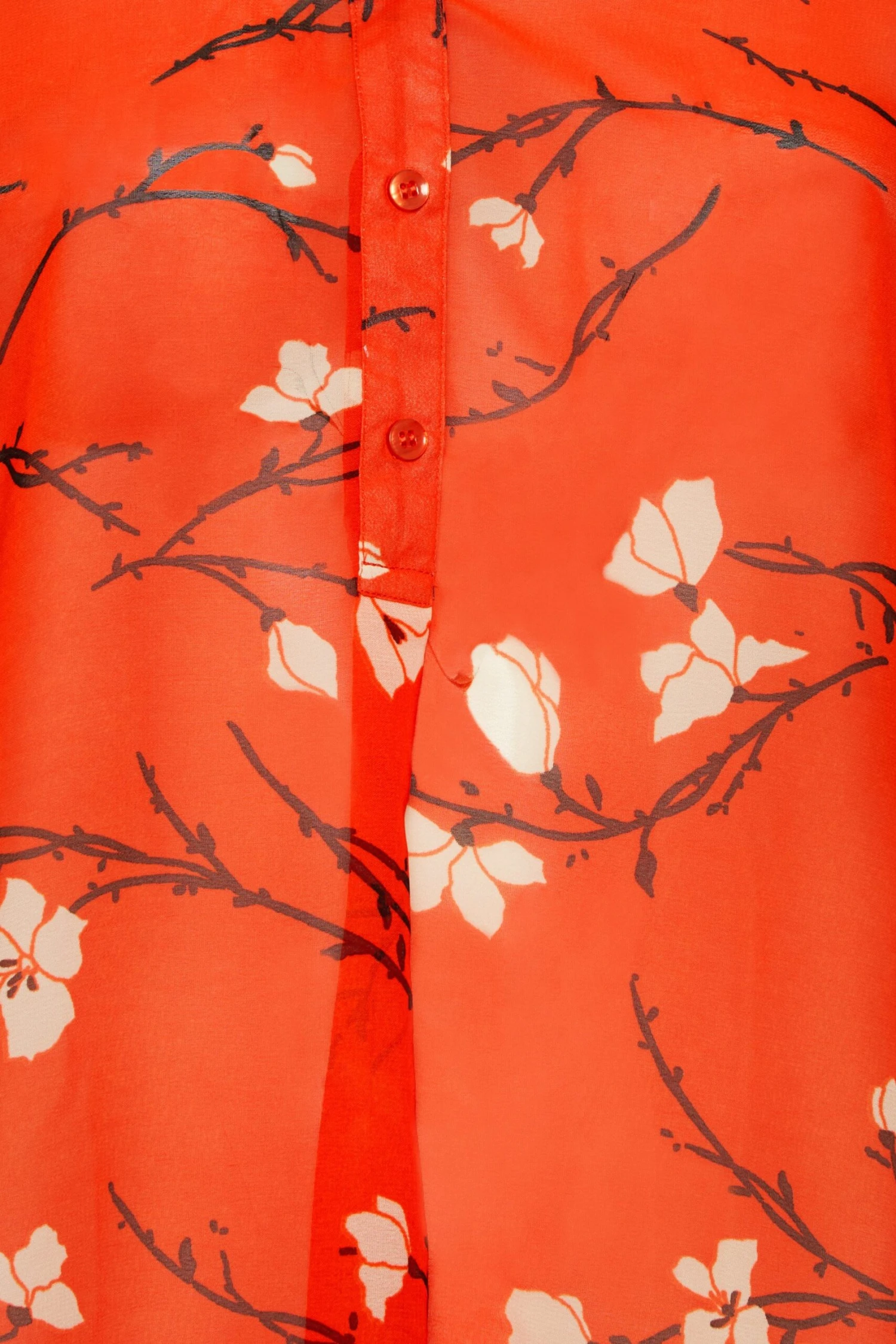 YOURS Curve Orange Floral Half Placket Shirt 4 YOURS Curve Orange Floral Half Placket Shirt - Image 4