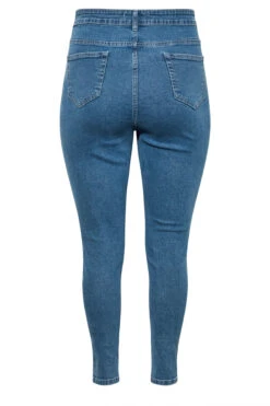 YOURS Curve Mid Blue Contrast Side Ripped Stretch Skinny AVA Jeans -Saga Dresses Shop 5dc2d4a7 e0b9 40 143016 Y