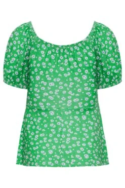 YOURS PETITE Curve Green Ditsy Print Ruched Front Top 11 YOURS PETITE Curve Green Ditsy Print Ruched Front Top -Saga Dresses Shop 5e992794 b666 46 174569 Y