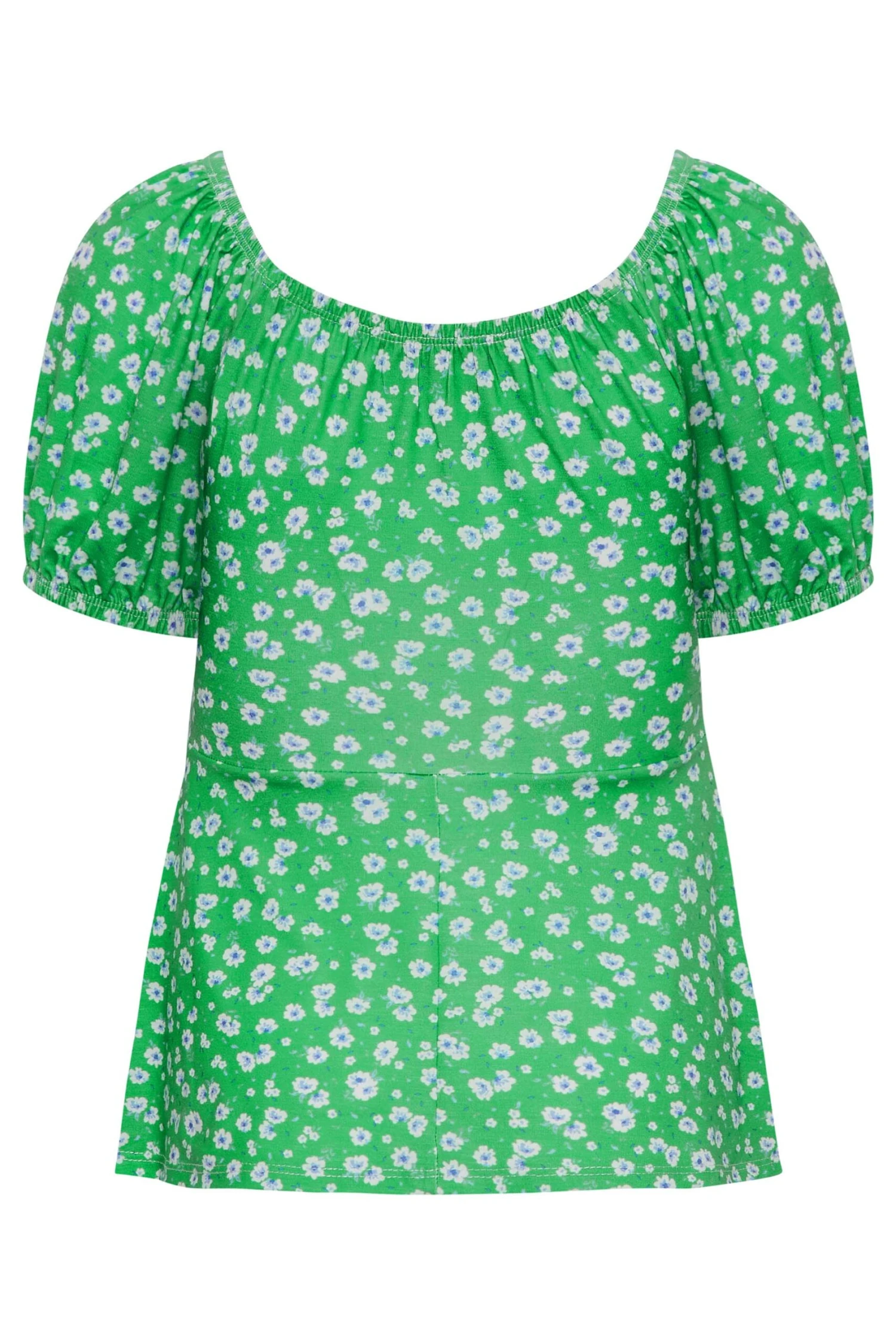 YOURS PETITE Curve Green Ditsy Print Ruched Front Top 6 YOURS PETITE Curve Green Ditsy Print Ruched Front Top - Image 6