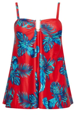 YOURS Curve Red Palm Leaf Tankini Top -Saga Dresses Shop 5efb8a13 aa45 46 150284 X
