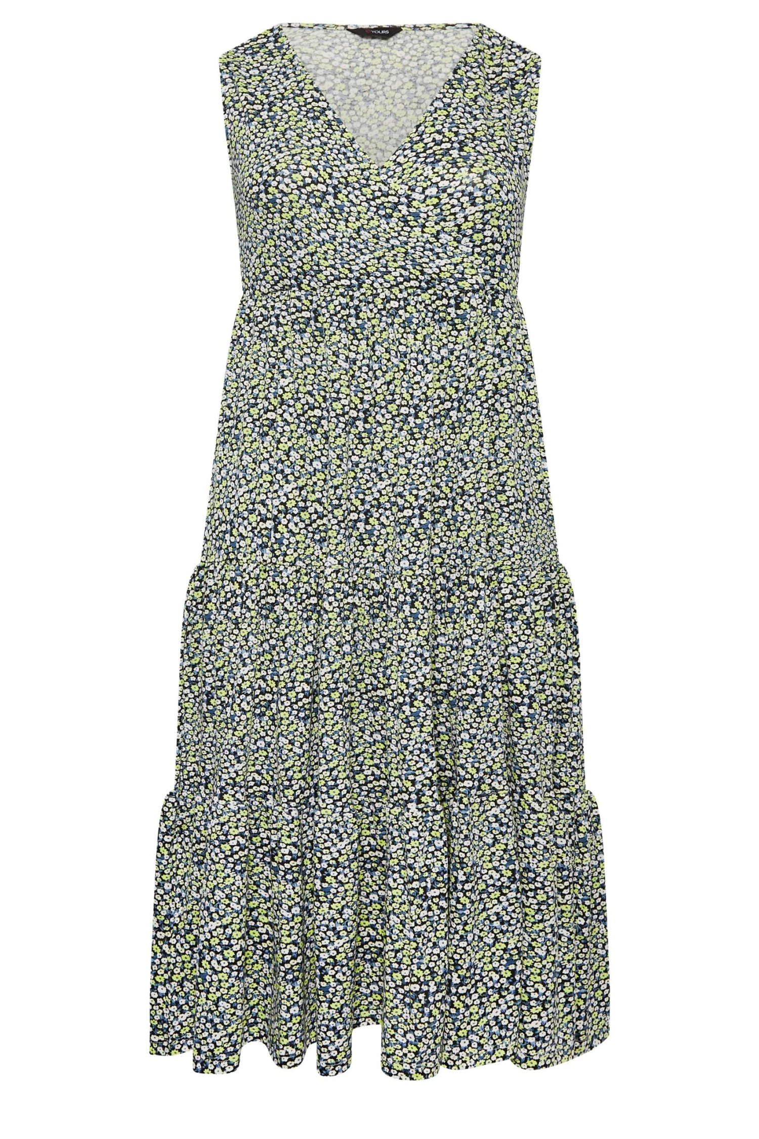 YOURS Curve Blue Floral Ditsy Print Maxi Wrap Dress 5 YOURS Curve Blue Floral Ditsy Print Maxi Wrap Dress - Image 5