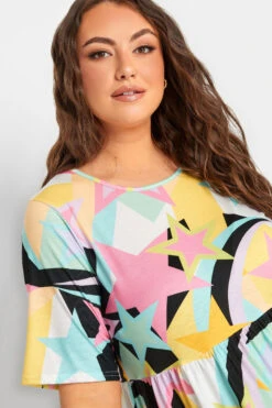 LIMITED COLLECTION Curve Black & Pink Star Print Midaxi Smock Dress -Saga Dresses Shop 5fed7450 a8f3 42 215705 D